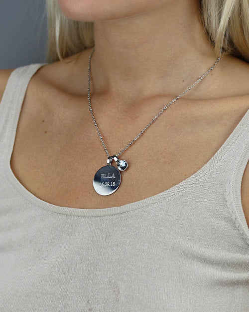 Medium Disc Engravable Pendant, Silver