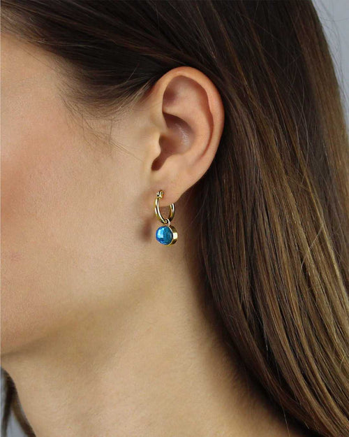 September Birthstone Wisdom Dainty Signature Earring Pendants, Gold