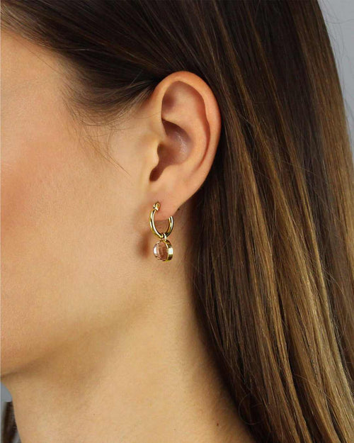 October Birthstone Love Dainty Signature Earring Pendants, Gold