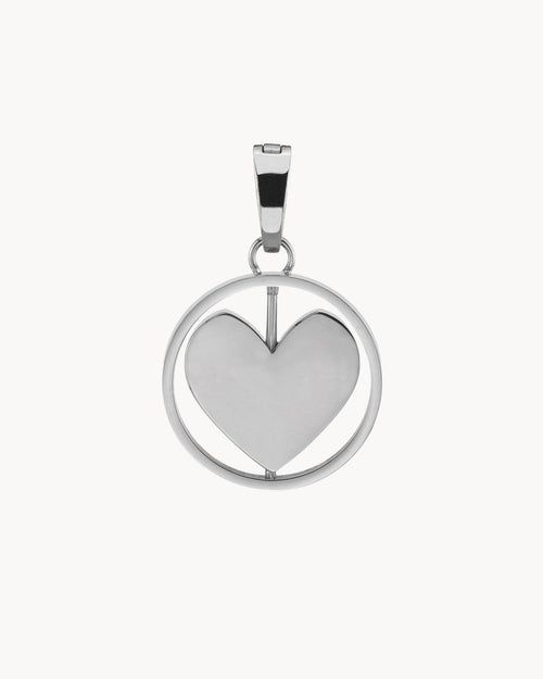 Heart Spin Engravable Pendant, Silver