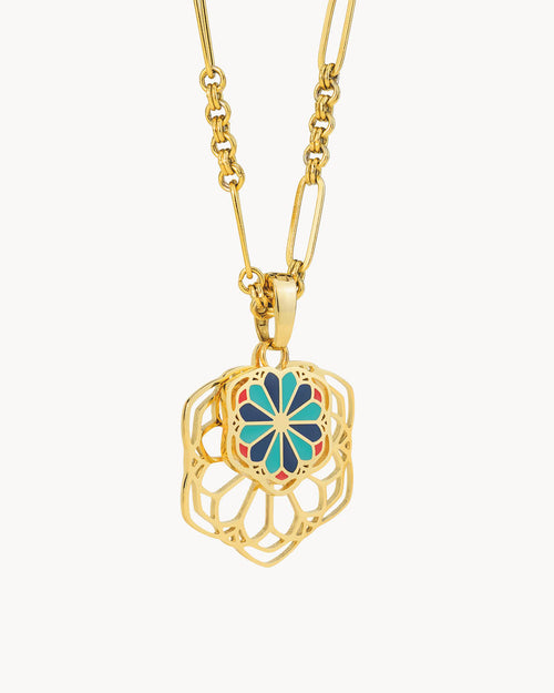 Ta’ Pinu Rose Window Maduma Pendant Blue, Gold