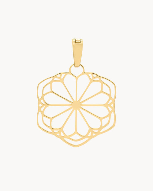 Ta’ Pinu Rose Window Hollow Pendant, Gold