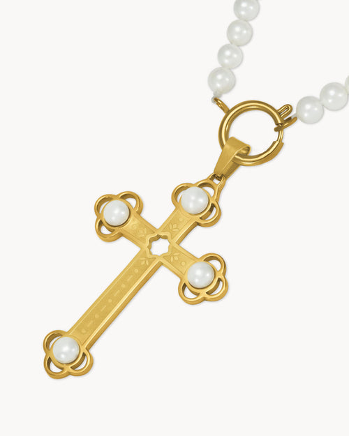 Mum Statement Timeless Salib Necklace Set, Gold