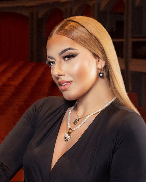 Timeless Stone Mother Pearl Crown Pendant, Gold