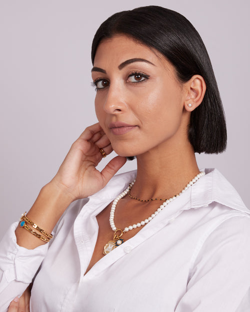 Timeless Pearl Stud Earrings, Gold