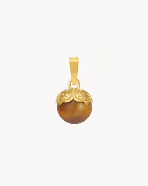 Resilience Stone Tiger Eye Crown Pendant, Gold