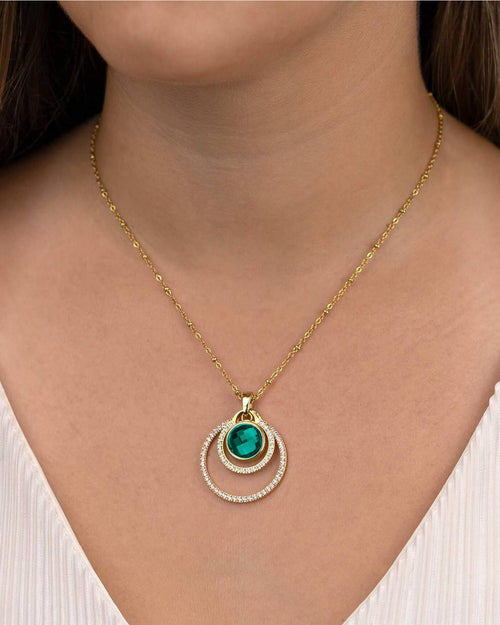 Starlight Circle Halo Pendant, Gold