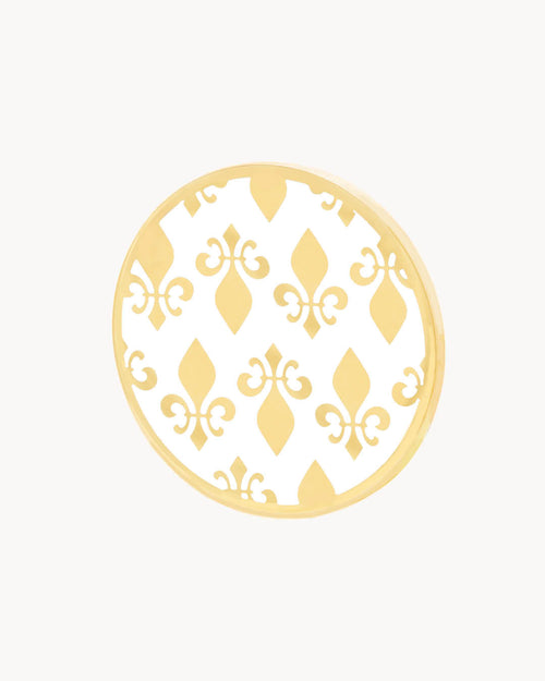 White Fleur-de-Lis Maduma Twist Coin, Gold