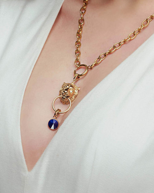 Perseverance Stone Blue Cateye Ħabbata Pendant, Gold