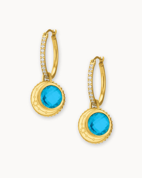 September Crescent Moon Birthstone Earring Set, Gold