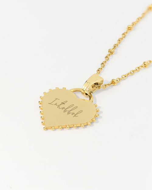 Bridal Studded Heart Engravable Pendant Gold