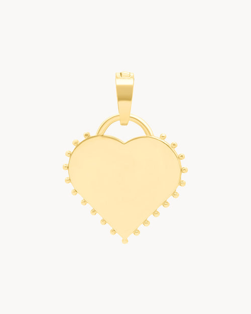 Bridal Studded Heart Engravable Pendant Gold
