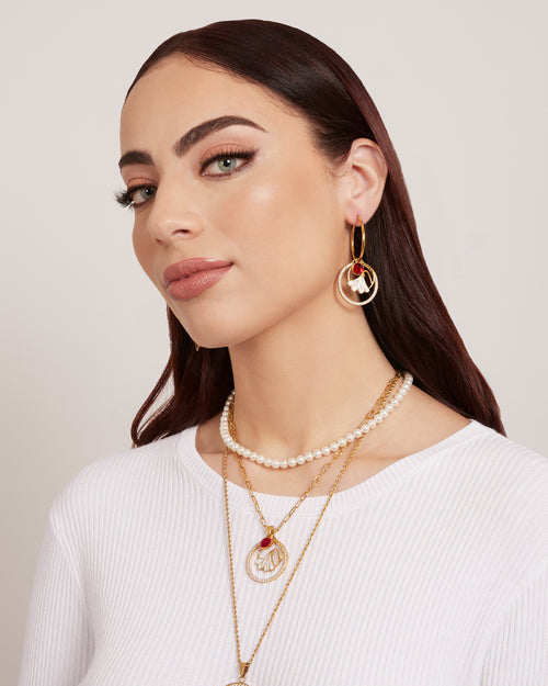 Ensemble de colliers de perce-neige de fleur de naissance de janvier, or