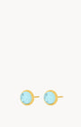 March Birthstone Peace Signature Dainty Stud Earrings, Gold