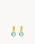 March Birthstone Peace Dainty Signature Earring Pendants, Gold