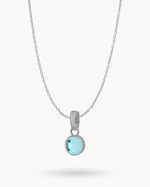 March Peace Dainty Signature Birthstone Necklace Set, Silver
