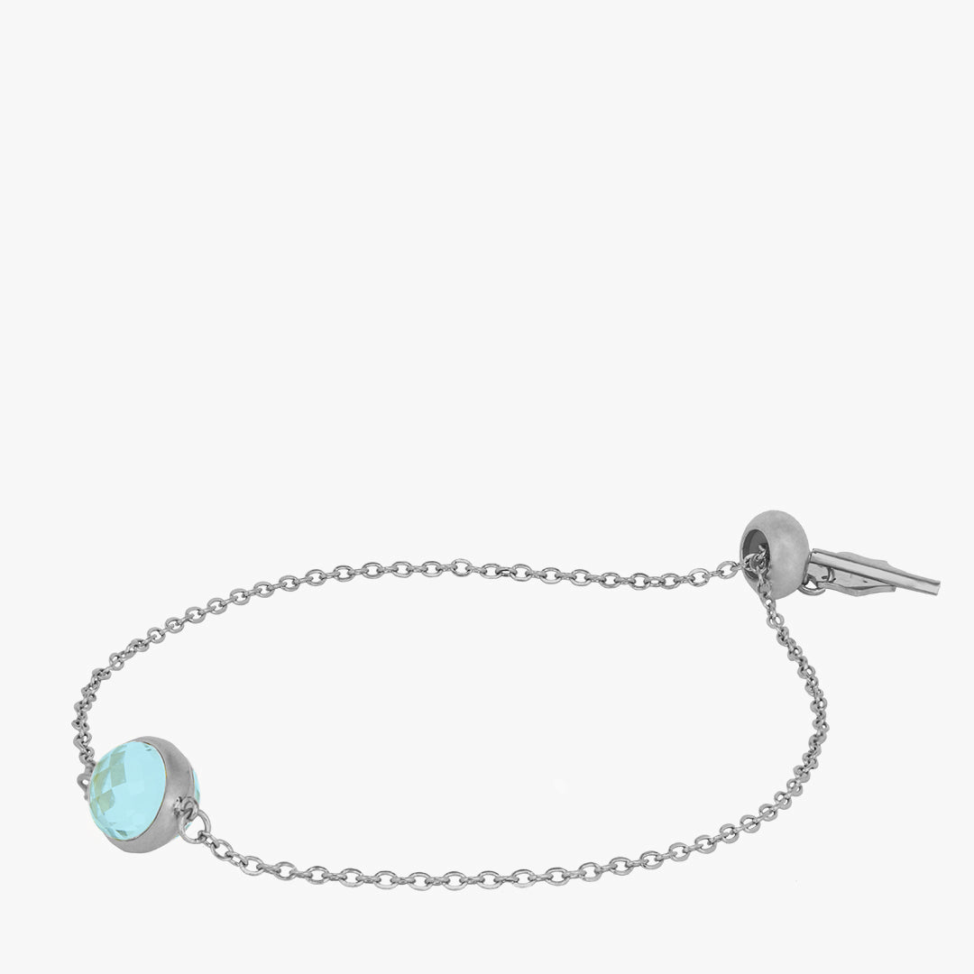 March Birthstone Peace Signature Bracelet, Silver