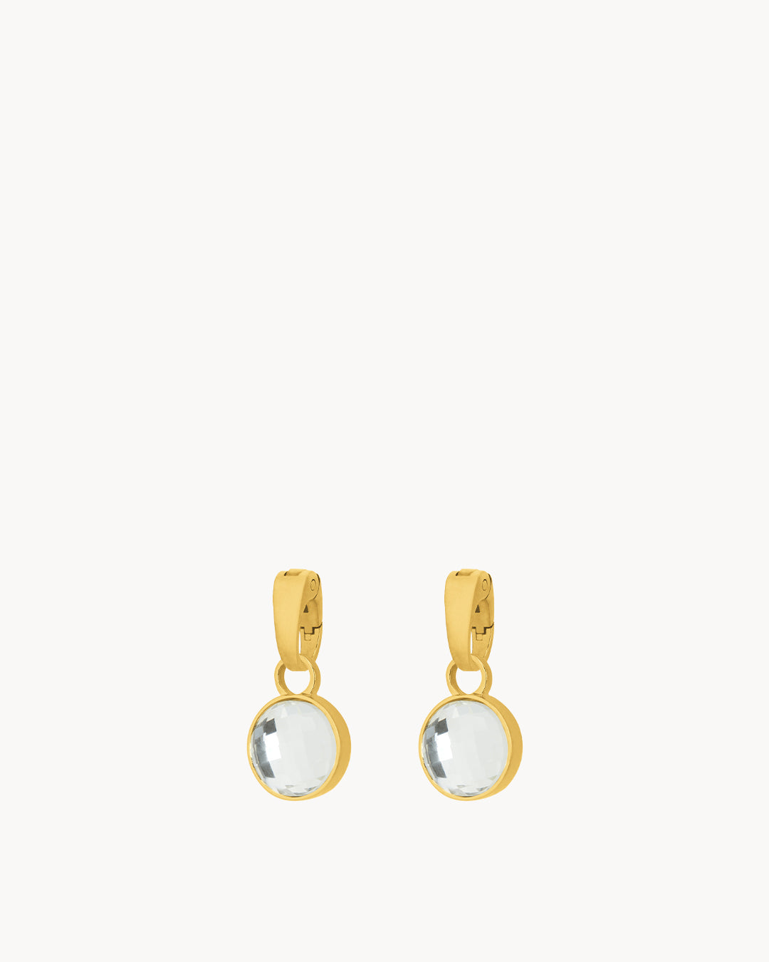 April Birthstone Hope Dainty Signature Earring Pendants, Gold