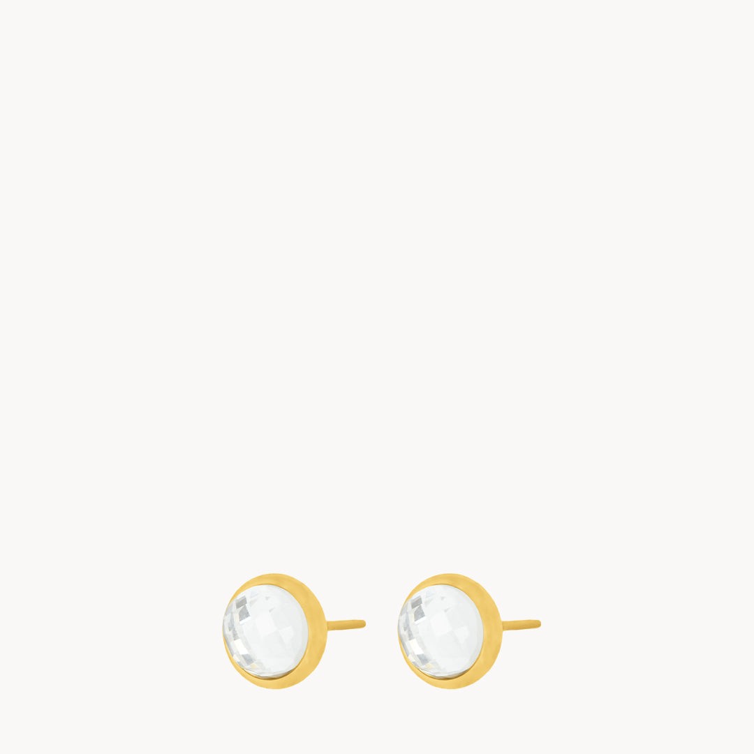 April Birthstone Hope Signature Dainty Stud Earrings, Gold