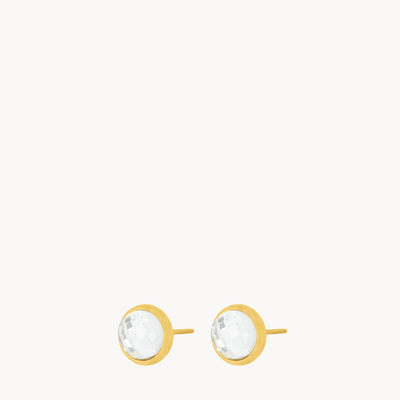 April Birthstone Hope Signature Dainty Stud Earrings, Gold