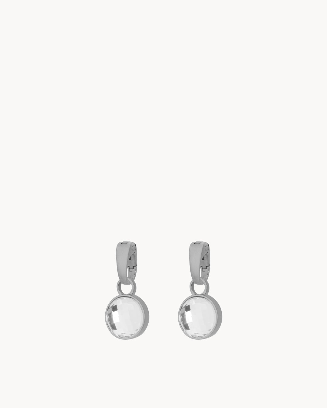 April Birthstone Hope Dainty Signature Earring Pendants, Silver