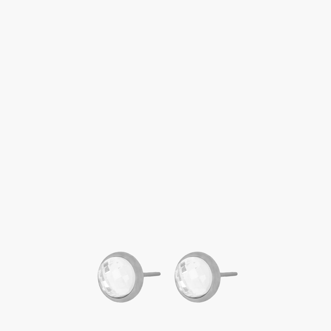 April Birthstone Hope Signature Dainty Stud Earrings, Silver