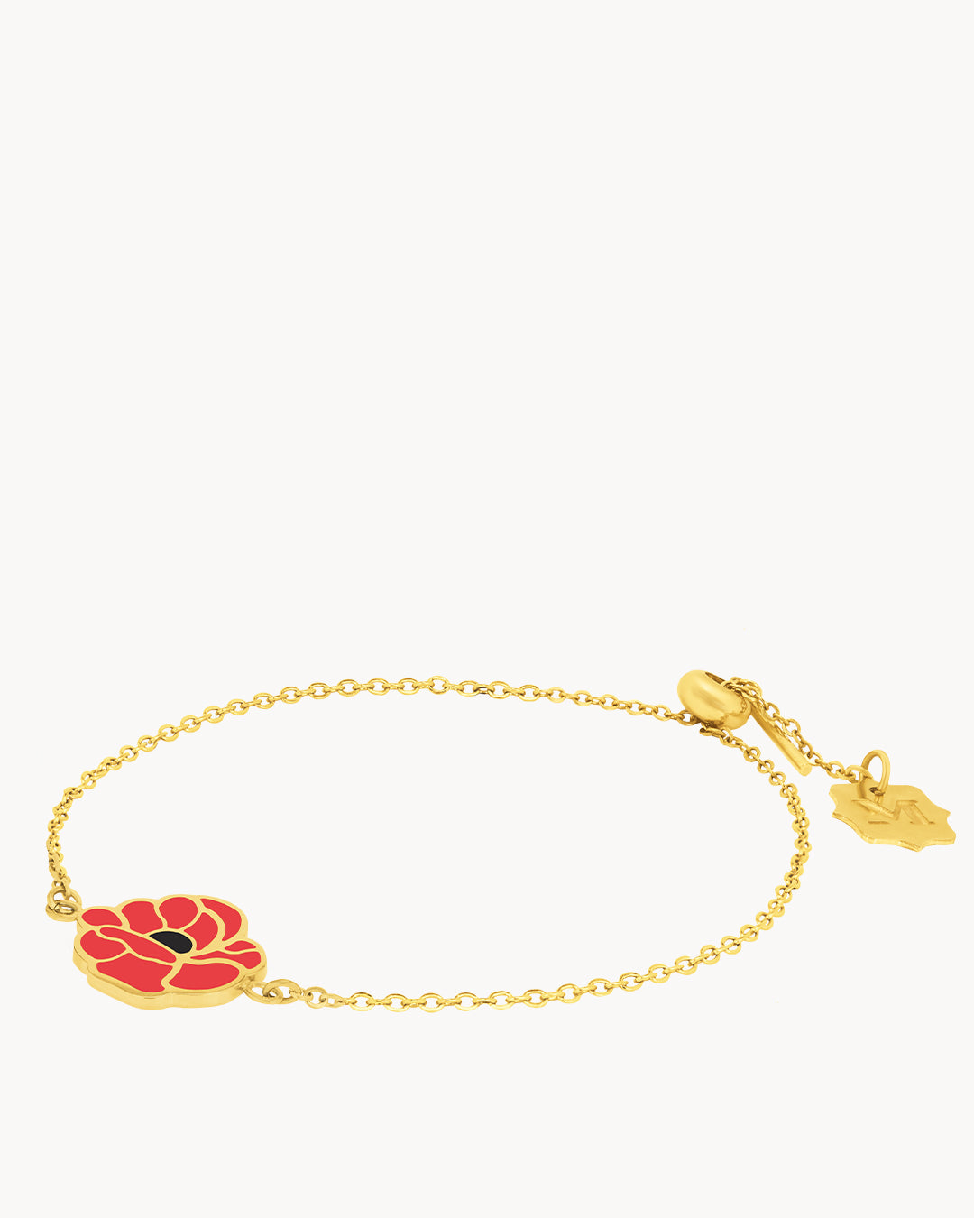 August Poppy Birth Flower Bracelet