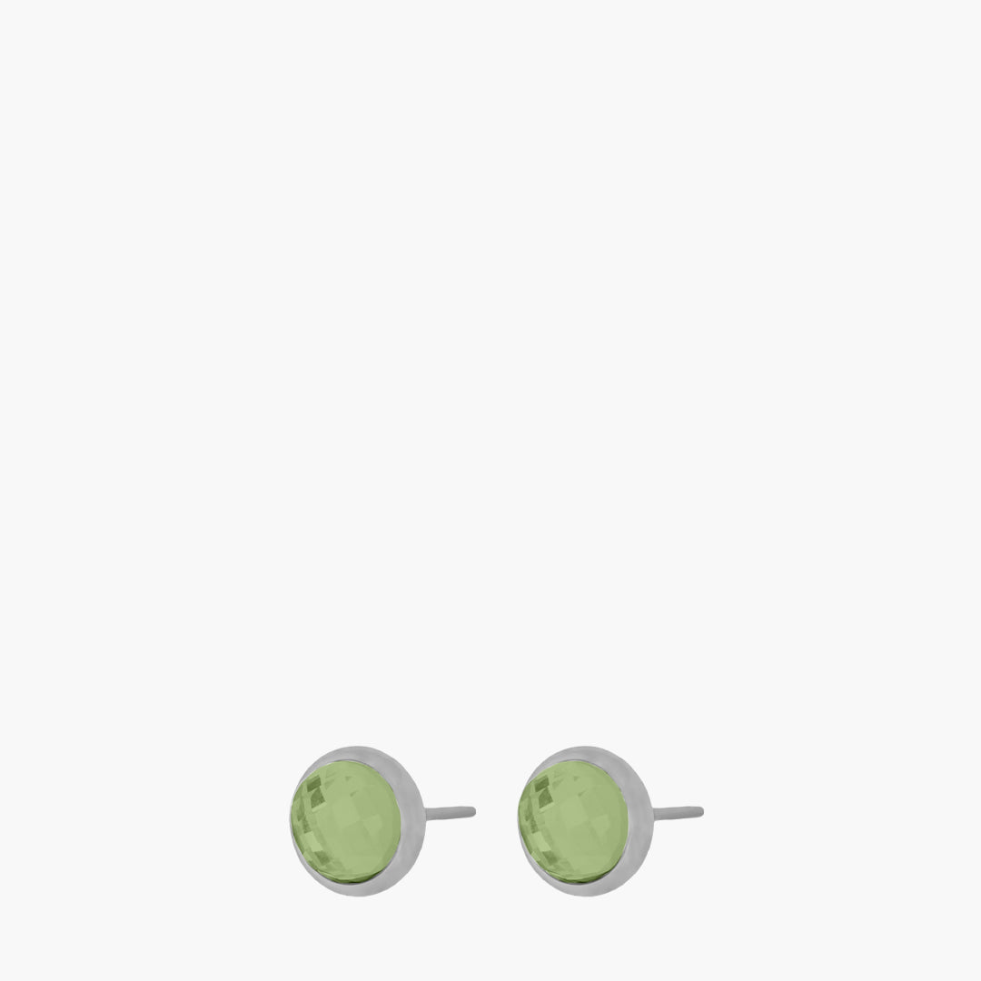 August Birthstone Beauty Signature Dainty Stud Earrings, Silver