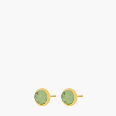 August Birthstone Beauty Signature Dainty Stud Earrings, Gold
