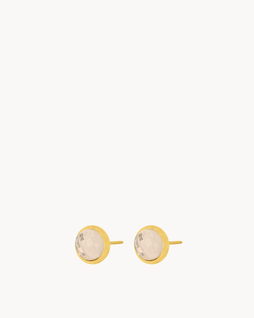 October Birthstone Love Signature Dainty Stud Earrings, Gold