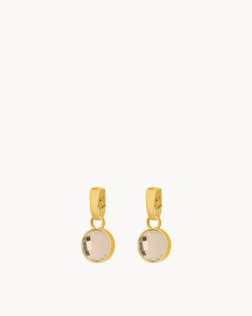 October Birthstone Love Dainty Signature Earring Pendants, Gold