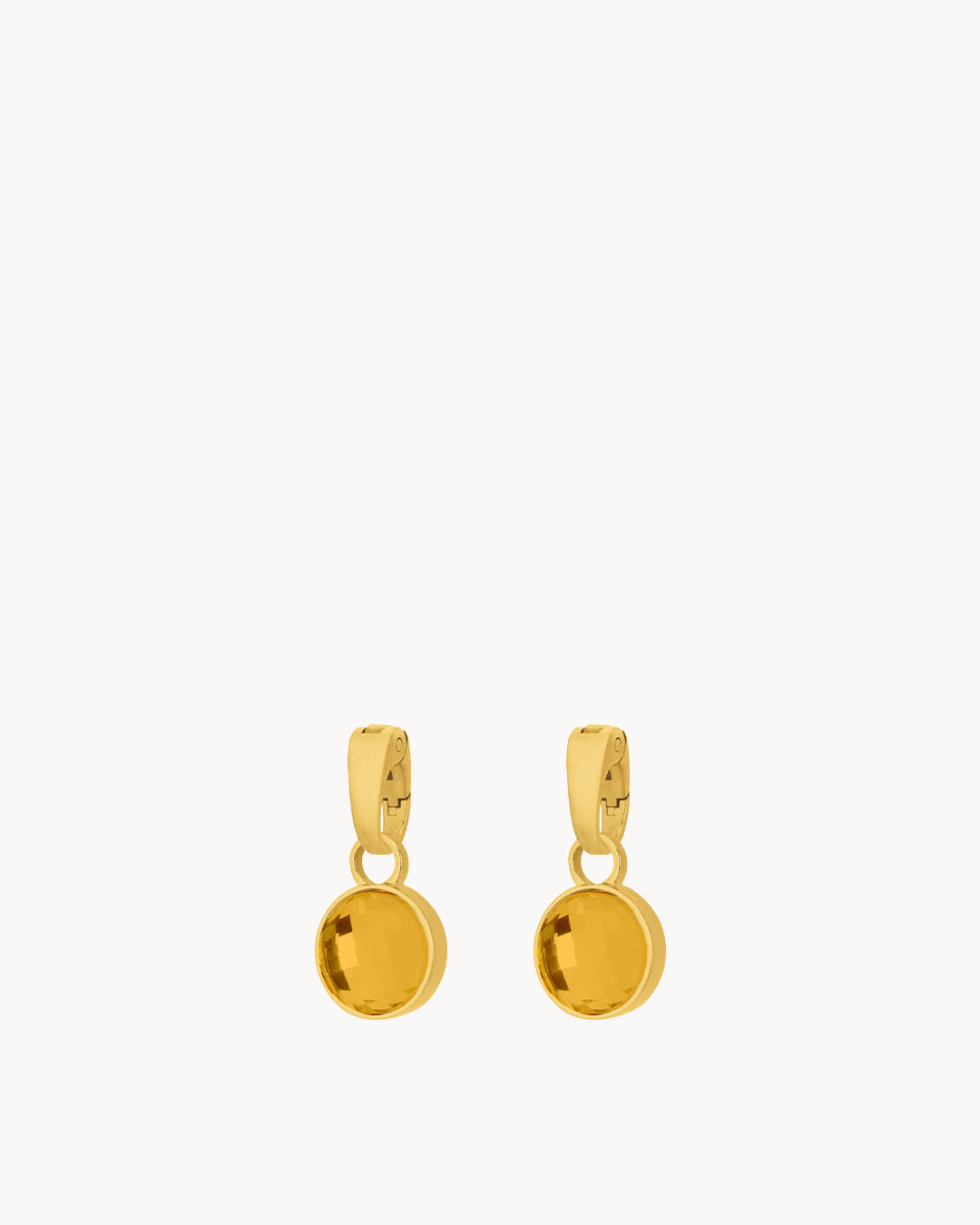 November Birthstone Happiness Dainty Signature Earring Pendants, Gold