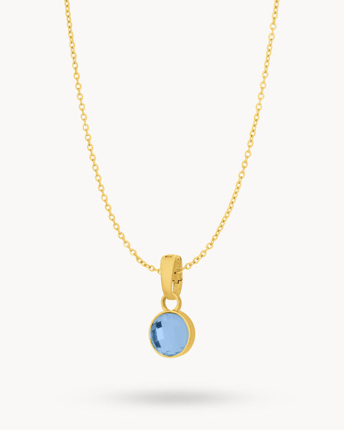 December Uniqueness Dainty Signature Birthstone Necklace Set, Gold
