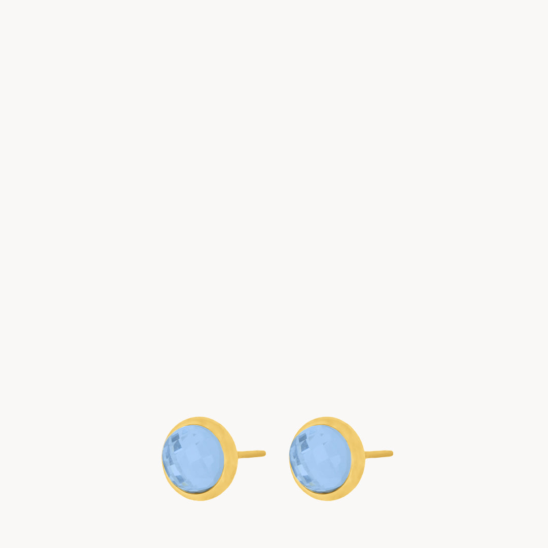 December Birthstone Uniqueness Signature Dainty Stud Earrings, Gold