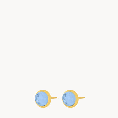 December Birthstone Uniqueness Signature Dainty Stud Earrings, Gold