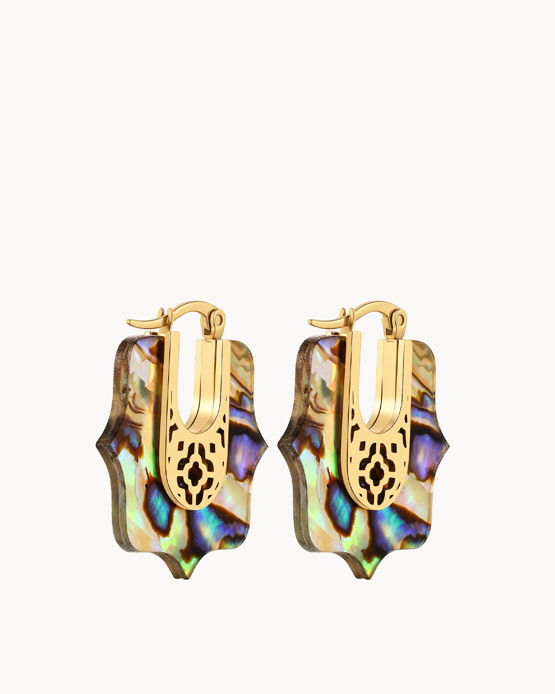 Bizzilla Fearlessness Abalone Hoop Earrings