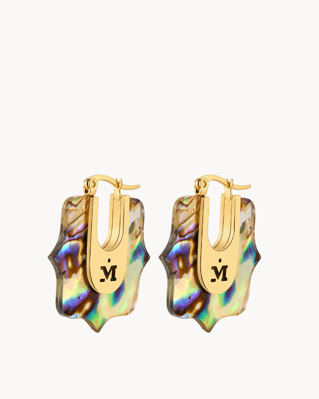 Bizzilla Fearlessness Abalone Hoop Earrings
