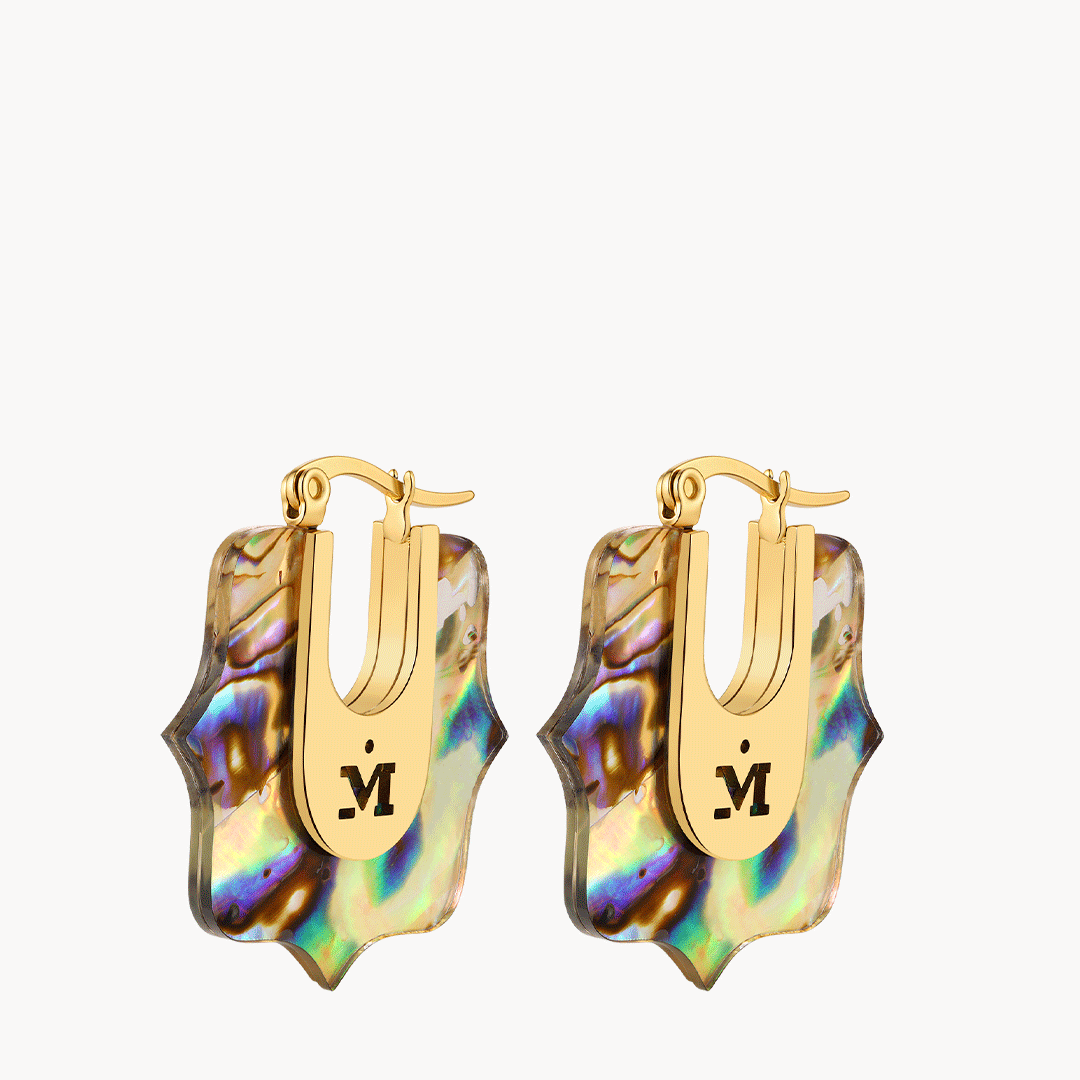 Bizzilla Fearlessness Abalone Hoop Earrings