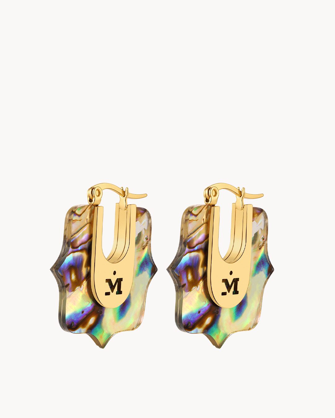 Bizzilla Fearlessness Abalone Hoop Earrings