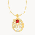 Hollow Mithna Pendant January Birthstone Set