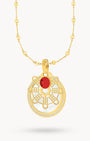 Hollow Mithna Pendant January Birthstone Set