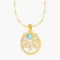 Hollow Mithna Pendant March Birthstone Set