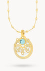 Hollow Mithna Pendant March Birthstone Set
