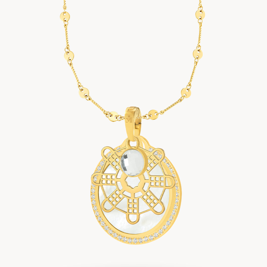 Hollow Mithna Pendant April Birthstone Set