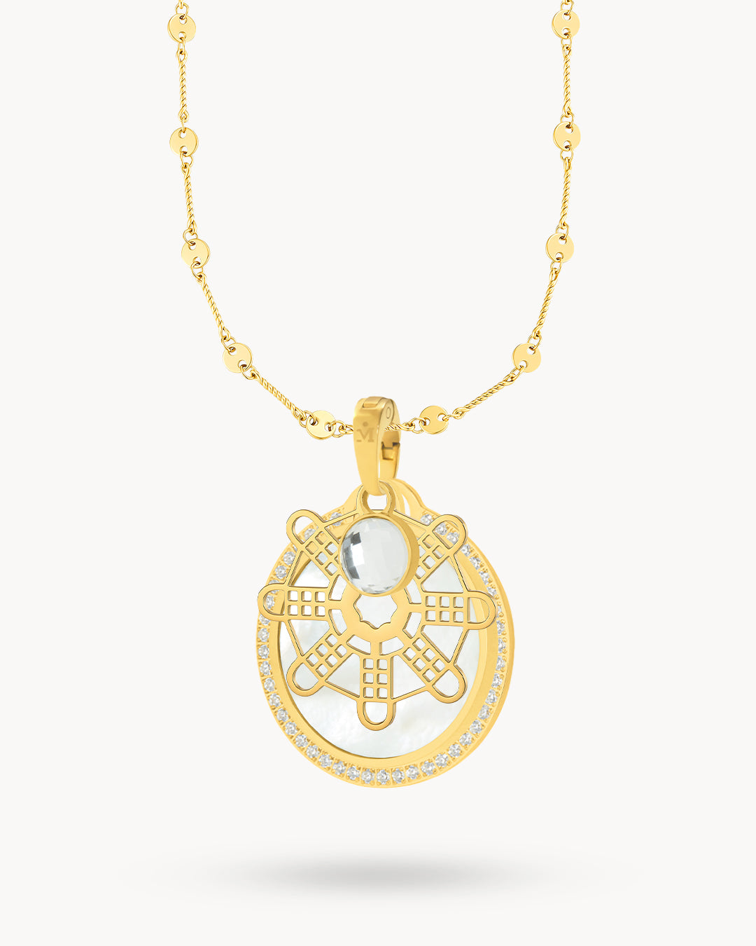 Hollow Mithna Pendant April Birthstone Set