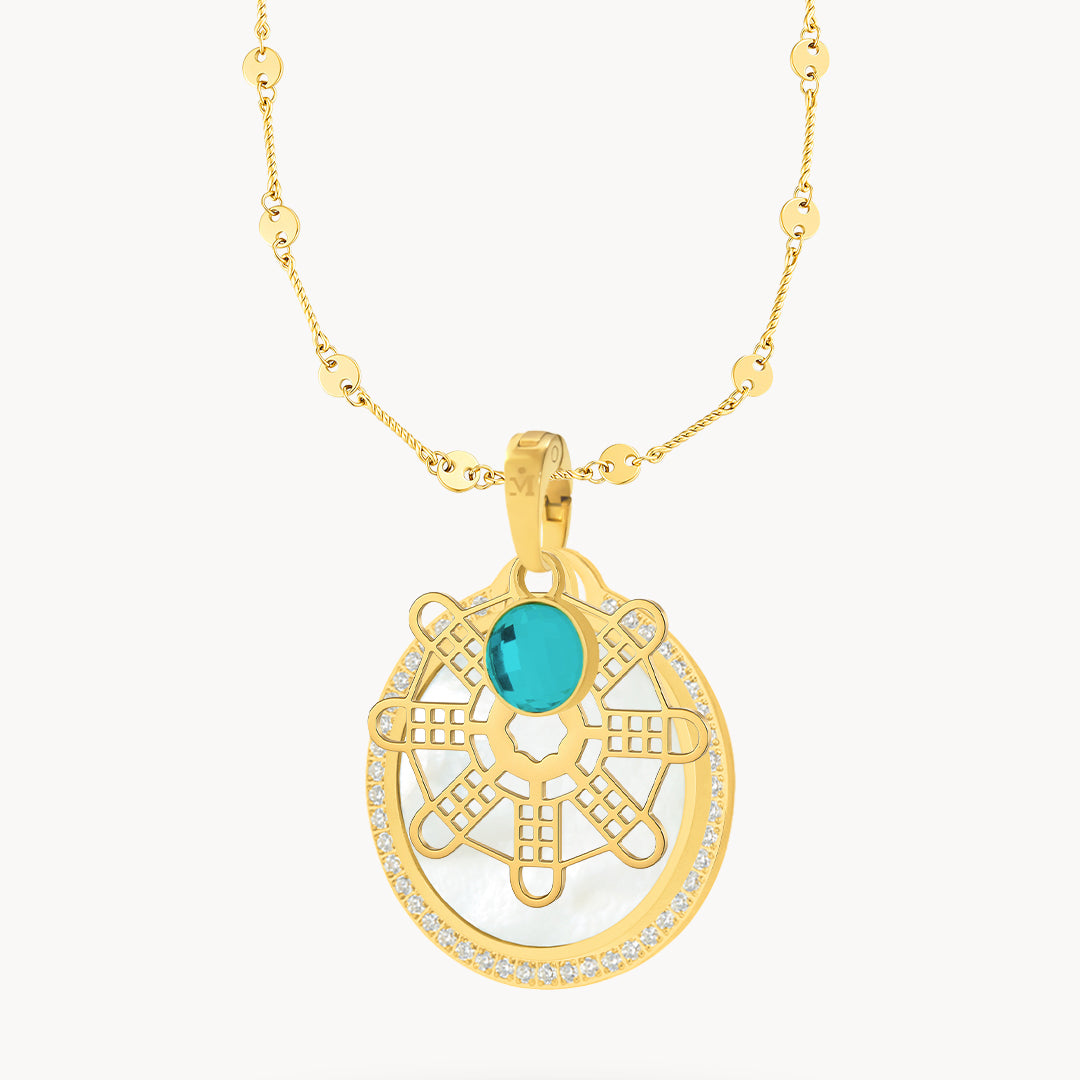 Hollow Mithna Pendant May Birthstone Set