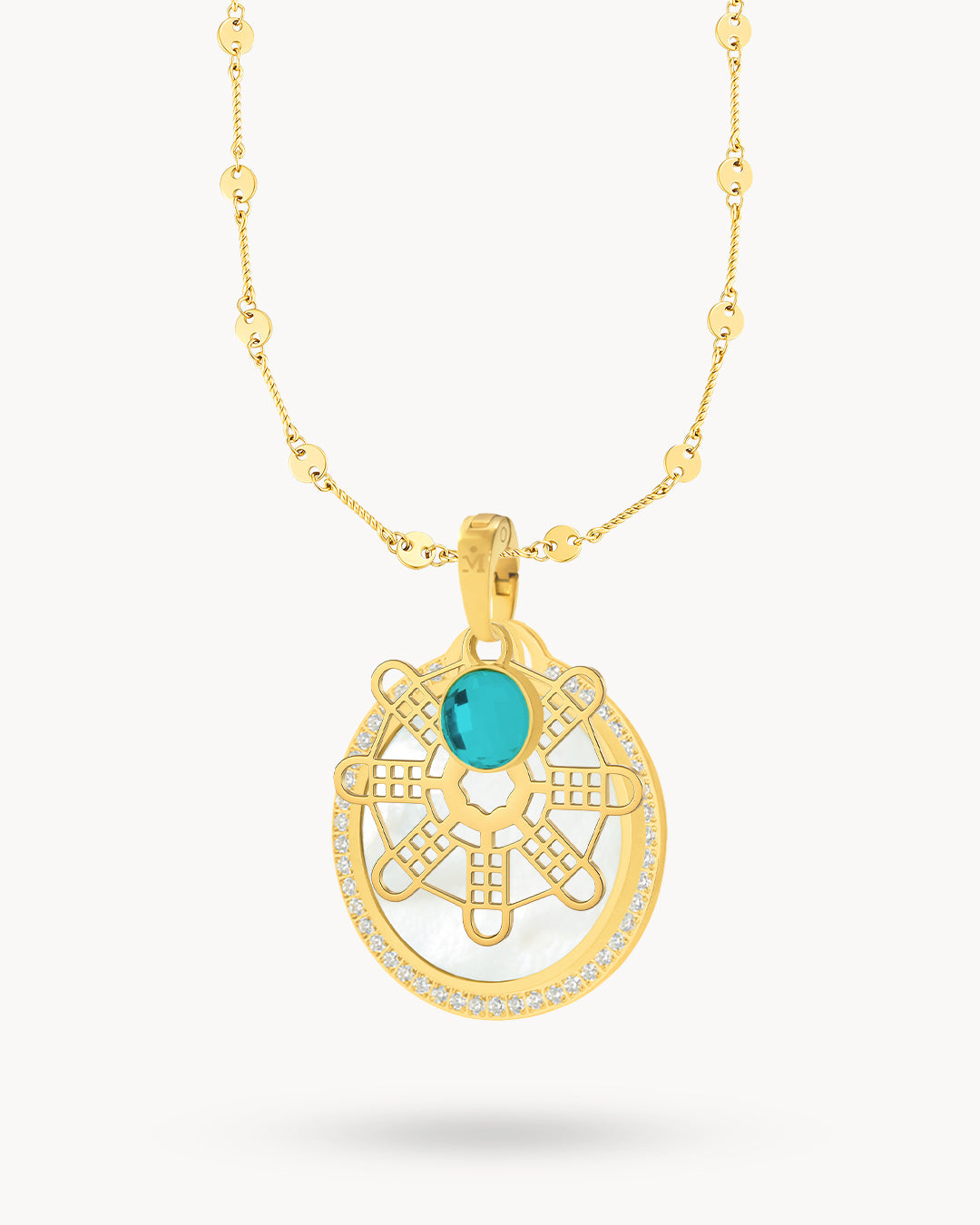 Hollow Mithna Pendant May Birthstone Set
