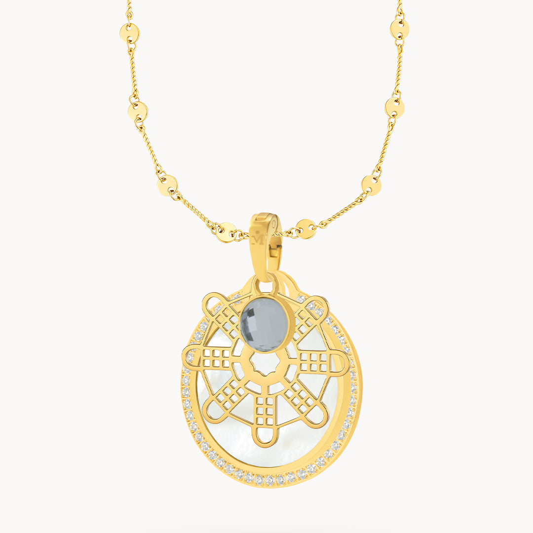 Hollow Mithna Pendant June Birthstone Set