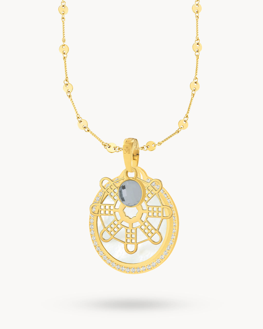 Hollow Mithna Pendant June Birthstone Set