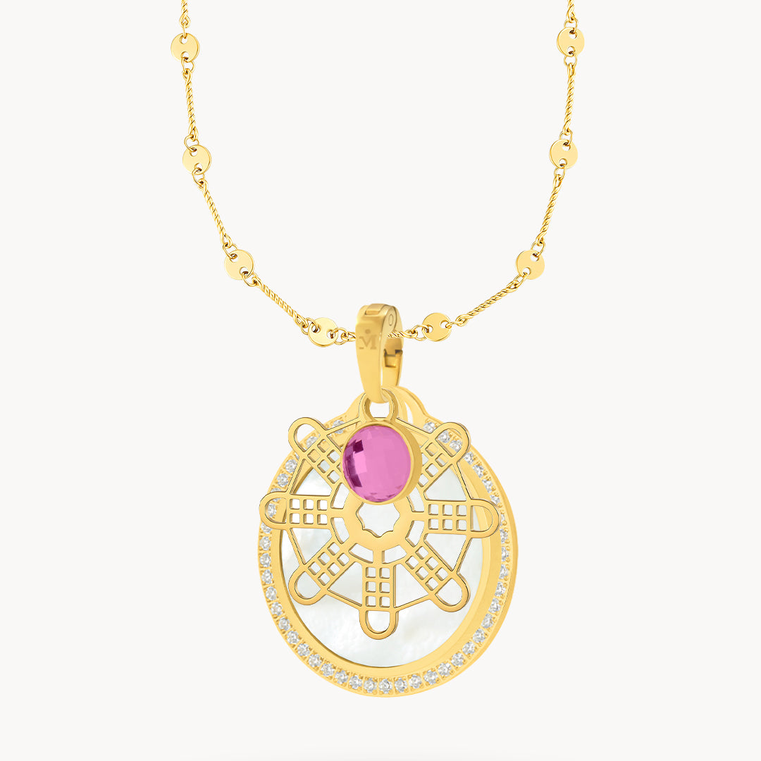 Hollow Mithna Pendant July Birthstone Set